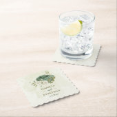 Salie groene witte bloemen bruiloft kartonnen onderzetters (Insitu)