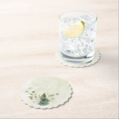 Salie groene witte bloemen bruiloft kartonnen onderzetters (Insitu)