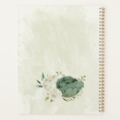 Salie groene witte bloemen bruiloft planner (Achterkant)