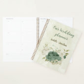 Salie groene witte bloemen bruiloft planner (Display)