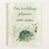 Salie groene witte bloemen bruiloft planner (Voorkant)