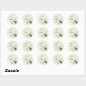 Salie groene witte bloemen bruiloft ronde sticker (Vel)