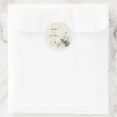 Salie groene witte bloemen bruiloft ronde sticker (Tas)