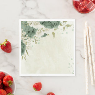 Salie groene witte bloemen bruiloft servet