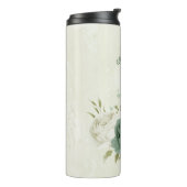 salie groene witte bloemen bruiloft thermosbeker (Gedraaid links)