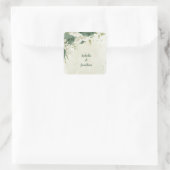 Salie groene witte bloemen bruiloft vierkante sticker (Tas)