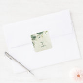 Salie groene witte bloemen bruiloft vierkante sticker (Envelop)