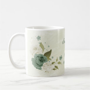 salie groene witte bloemen koffiemok