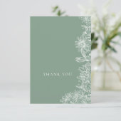 Salie groene witte bloemige bedankkaart (Staand voorkant)