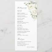 Salie Groene Witte Bloemige Elegante Trouwceremoni Programmakaart (Achterkant)