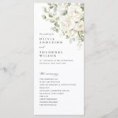 Salie Groene Witte Bloemige Elegante Trouwceremoni Programmakaart (Voorkant)