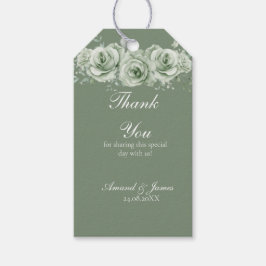 Salie groene witte bloemige rustieke trouwcadeauta cadeaulabel