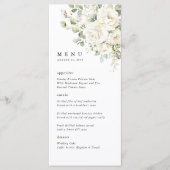 Salie Groene Witte Bloemige Waterverf Trouw Diner Menu (Voorkant)