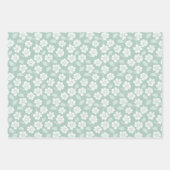 Salie Groene Witte Boho Bloemen Baby Shower Verjaa Inpakpapier Vel (Voorkant)