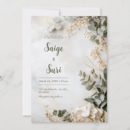 Salie Groene Witte Hortensia Minimalistische Trouw Kaart
