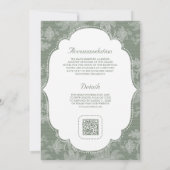 Salie Groene Witte Kant Coquette Strik QR Code Bru Kaart (Achterkant)