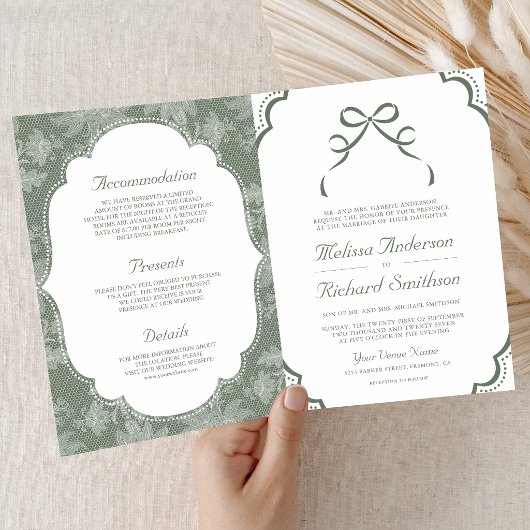 Salie Groene Witte Kant Coquette Strik QR Code Tro