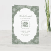Salie Groene Witte Kant Coquette Strik QR Code Tro (Achterkant)
