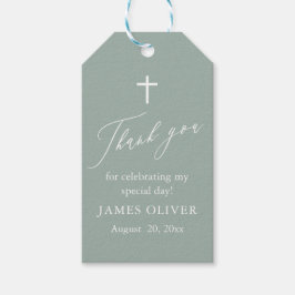 Salie Groene Witte Kruis Jongens Doop Favor Tags Cadeaulabel