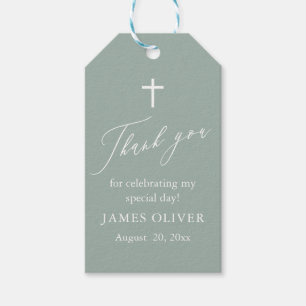 Salie Groene Witte Kruis Jongens Doop Favor Tags Cadeaulabel