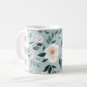 Salie Groene witte pioenrozen bloemen Koffiemok (Voorkant links)