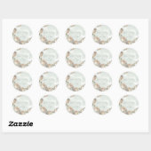 Salie Groene Witte Roos Bruiloft Ronde Sticker (Vel)
