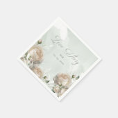 Salie Groene Witte Roos Bruiloft Servet (Hoek)