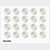 Salie Groene Witte Roos Huwelijk Ronde Sticker (Vel)