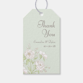Salie Groene Witte Roos Trouwdag Cadeaulabel