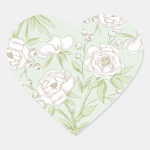 Salie Groene Witte Roos Trouwdag Hart Sticker