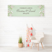 Salie Groene Witte Roos Trouwdag Spandoek (Insitu)