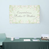 Salie Groene Witte Roos Trouwdag Spandoek (Beurs)