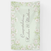 Salie Groene Witte Roos Trouwdag Spandoek (Verticaal)