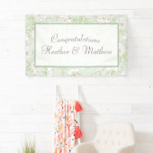 Salie Groene Witte Roos Trouwdag Spandoek (Insitu)