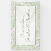 Salie Groene Witte Roos Trouwdag Spandoek (Verticaal)