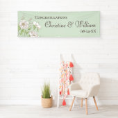 Salie Groene Witte Roos Trouwdag Spandoek (Insitu)