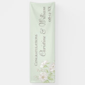 Salie Groene Witte Roos Trouwdag Spandoek (Verticaal)