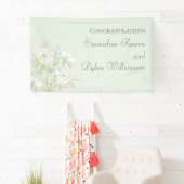Salie Groene Witte Roos Trouwdag Spandoek (Insitu)
