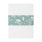 Salie Groene Witte Rozen Bloemen Bruiloft Uitnodigingen Wikkel (Achterkant Voorbeeld)