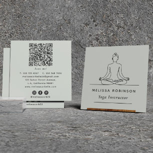 Salie Groene Yoga Instructeur QR Code & Sociale Me Vierkante Visitekaartje