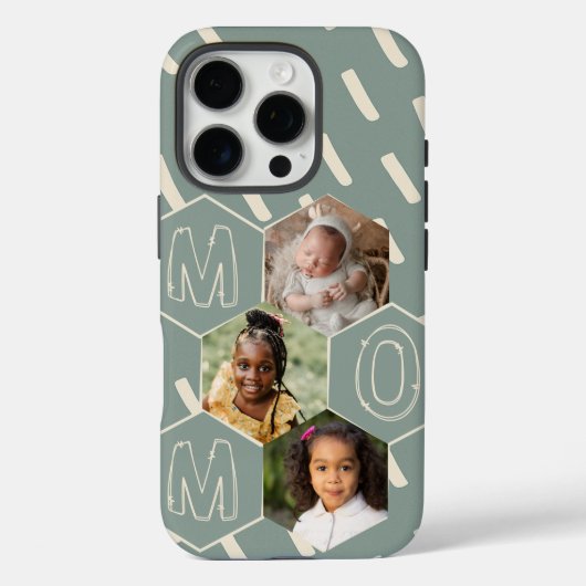 Salie groene zeshoekige moeders fotocollage Case-Mate iPhone case (Achterkant)