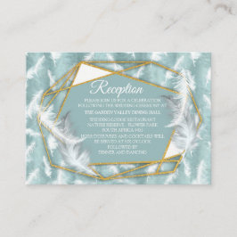 Salie Groene zijde & goud, witte flamingo, schitte Informatiekaartje