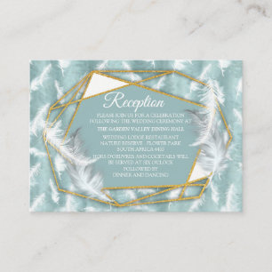 Salie Groene zijde & goud, witte flamingo, schitte Informatiekaartje