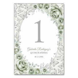 Salie Groene Zilveren Bloemstuk Quinceanera Kaart