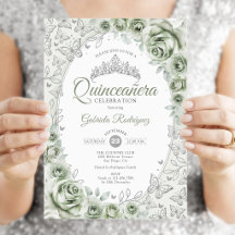 Salie Groene Zilveren Bloemstuk Quinceanera