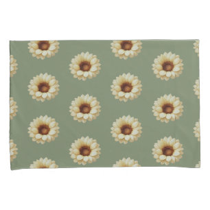 Salie Groene Zonnebloem Bloemig Kussenhoes Set