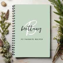 Salie Groene Zwarte en Witte Monogram Receptenboek