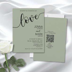 Salie Groene Zwarte Liefde Script Minimalistische  Kaart