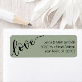 Salie Groene Zwarte Liefde Script Retouradres Etiket