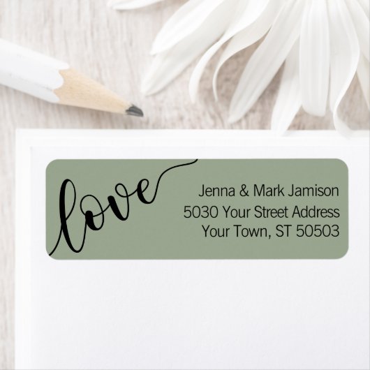 Salie Groene Zwarte Liefde Script Retouradres Etiket (Insitu)